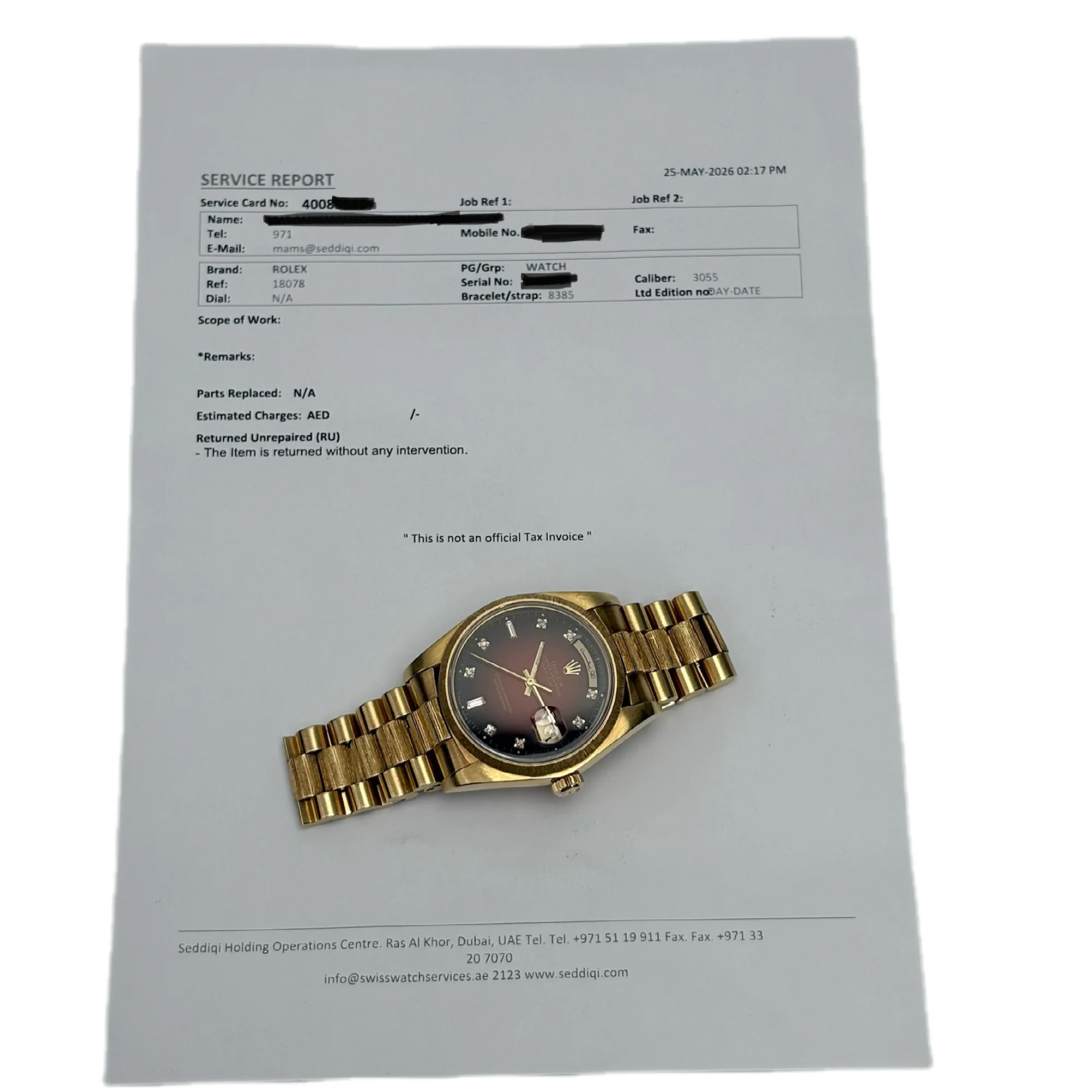 Rolex  Day-Date Oman logo limited edition with seddiqi paper reference 18078 luxury watch — view 8