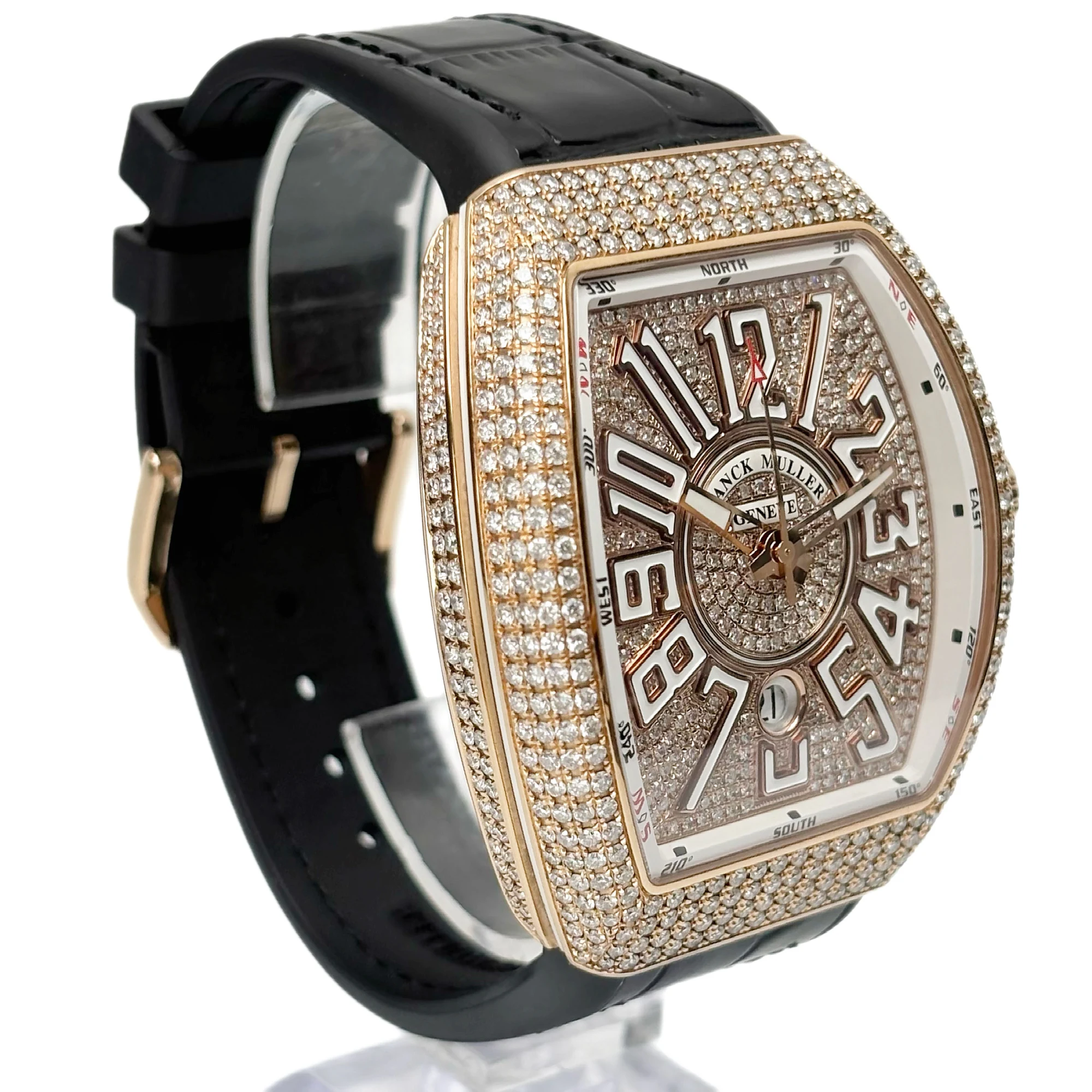 Franck Muller Vanguard After market Diamonds reference V 45 SC DT 5N NR luxury watch — view 2