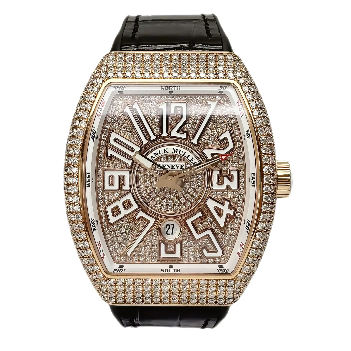 Franck Muller Vanguard After market Diamonds reference V 45 SC DT 5N NR luxury watch