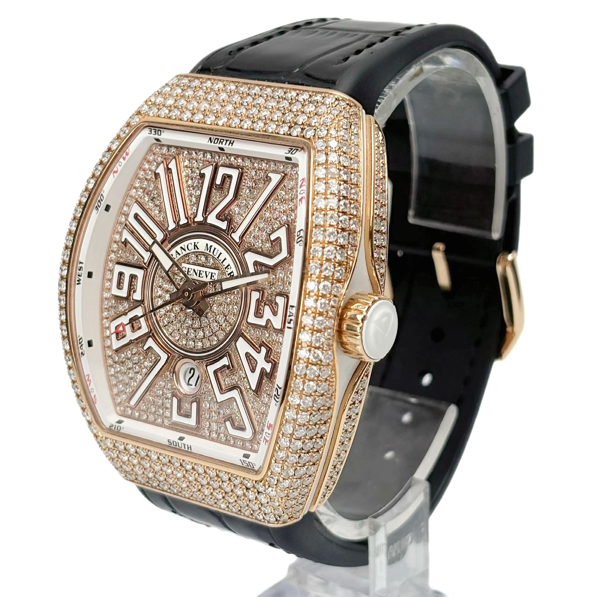 Franck Muller Vanguard After market Diamonds reference V 45 SC DT 5N NR luxury watch — view 3
