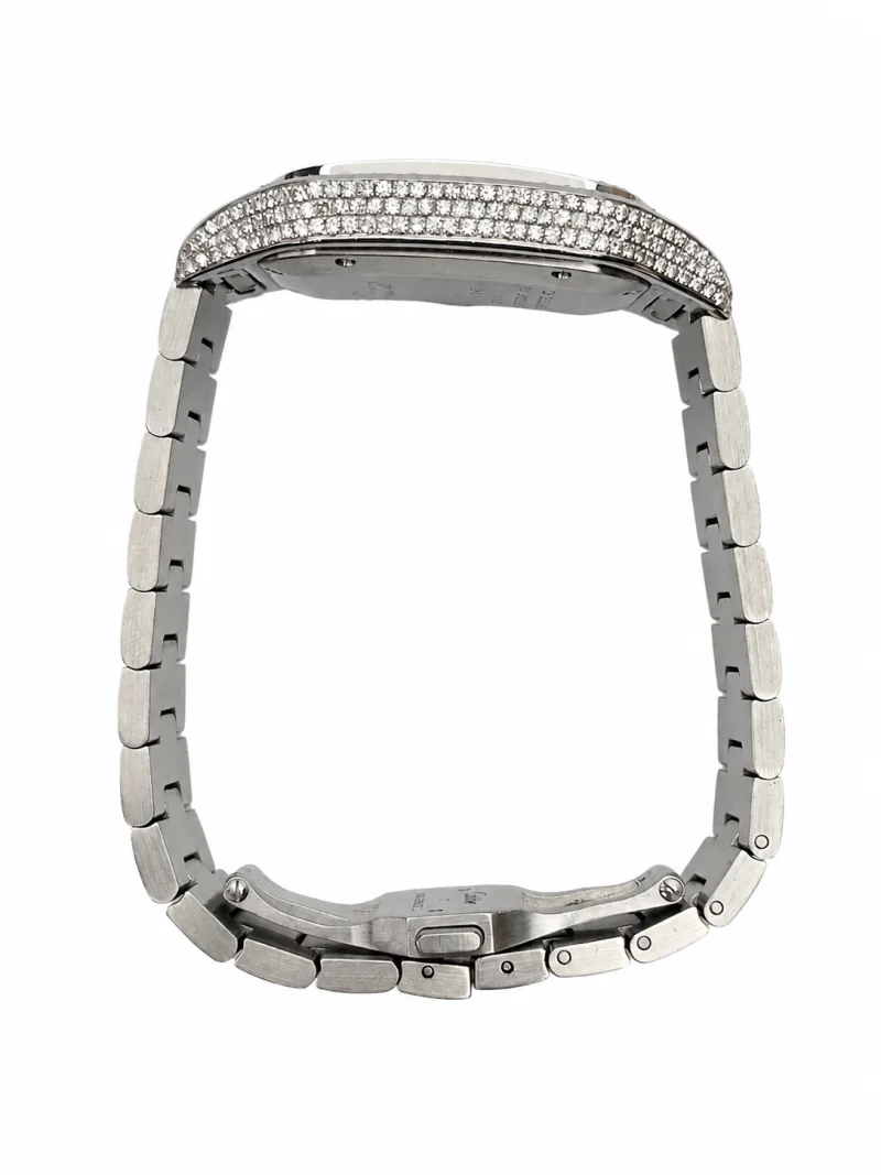 Cartier Santos 4072 – Aftermarket Diamond Setting, Roman-Numeral Pavé Dial – view 3
