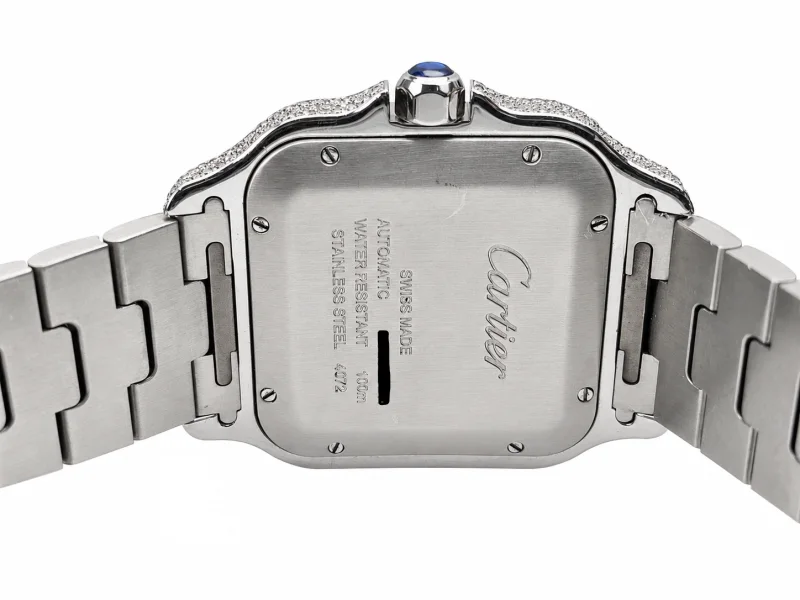 Cartier Santos 4072 – Aftermarket Diamond Setting, Roman-Numeral Pavé Dial – view 5