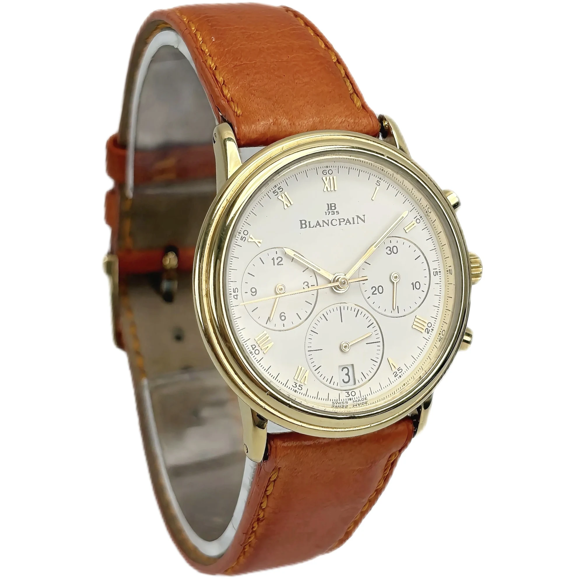 Blancpain Villeret Chronograph 1185-1418-55 — жёлтое золото, 34 мм, винтаж — фото 4