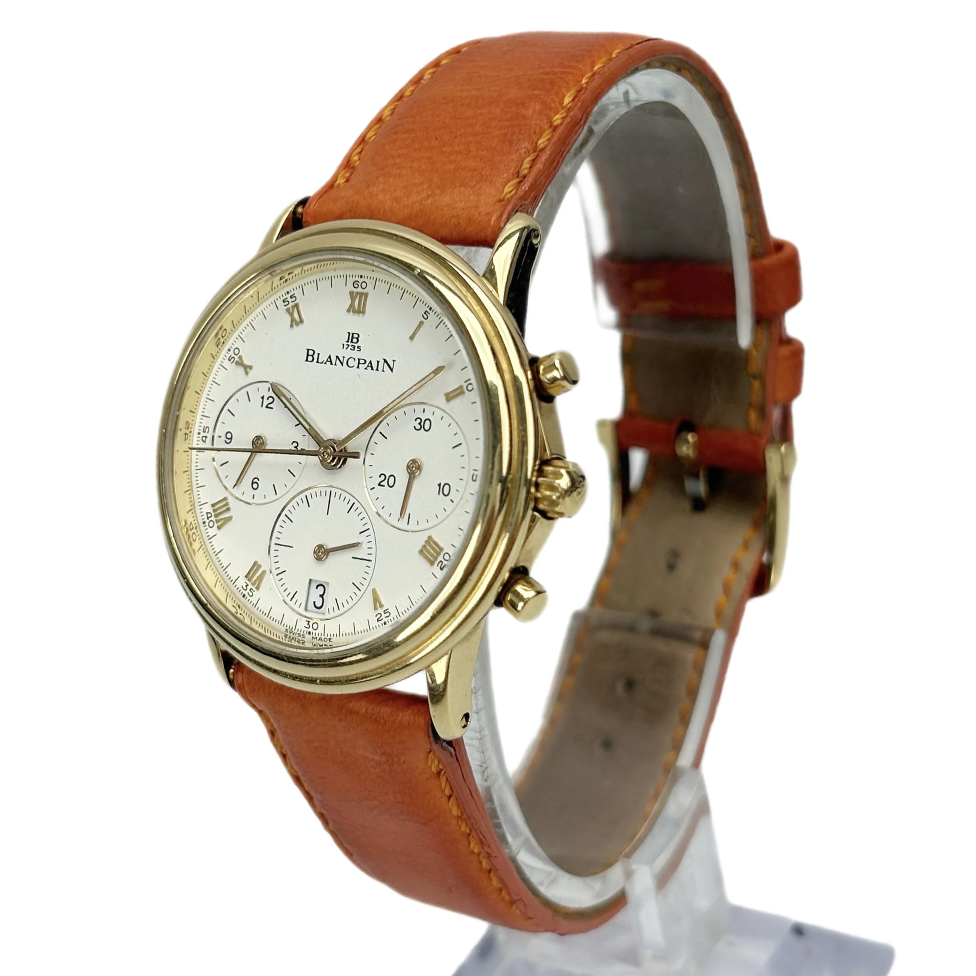 Blancpain Villeret Chronograph 1185-1418-55 — жёлтое золото, 34 мм, винтаж — фото 5