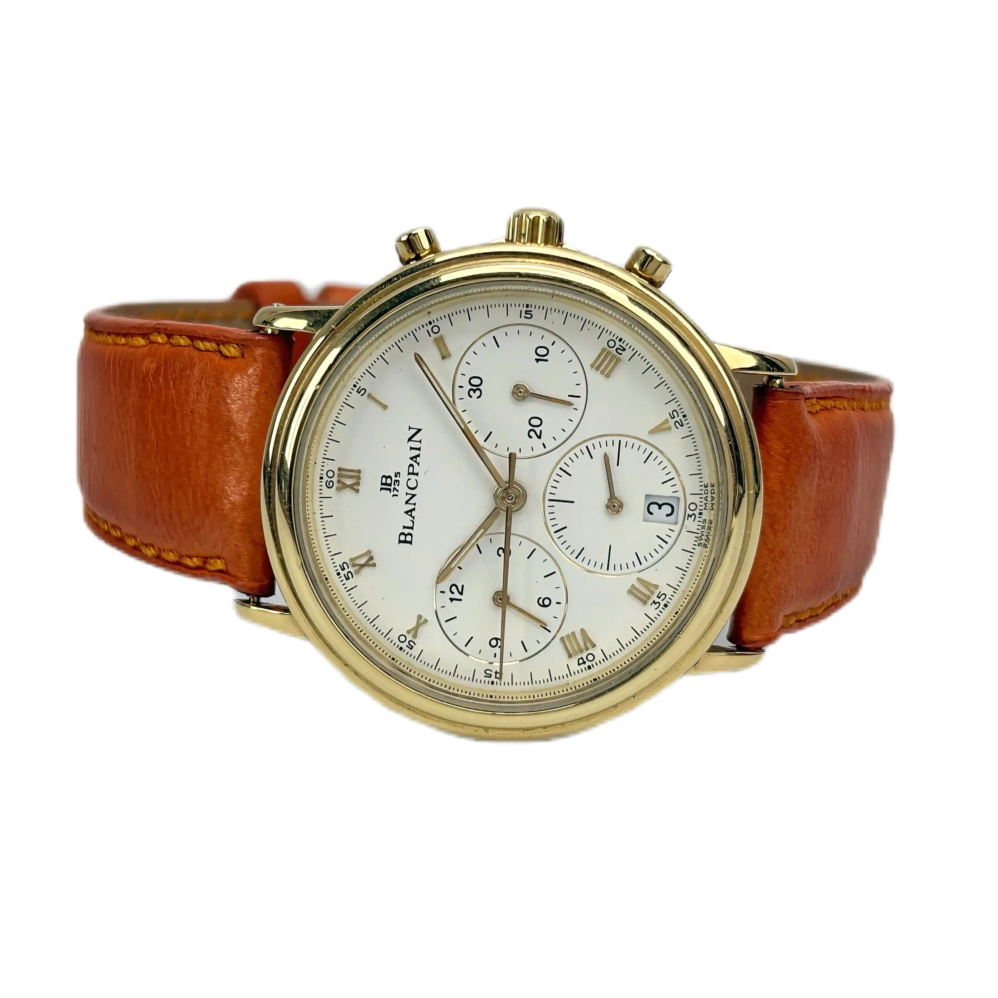 Blancpain Villeret Chronograph 1185-1418-55 — жёлтое золото, 34 мм, винтаж — фото 7