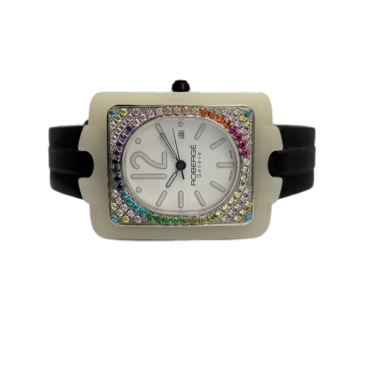 Robergé White Acetate Gem-Set luxury watch — gallery view 3