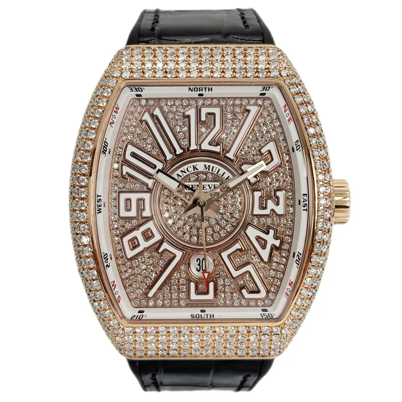 Franck Muller Vanguard V 45 SC DT 5N NR – Aftermarket Diamond Setting, 44 mm Rose Gold