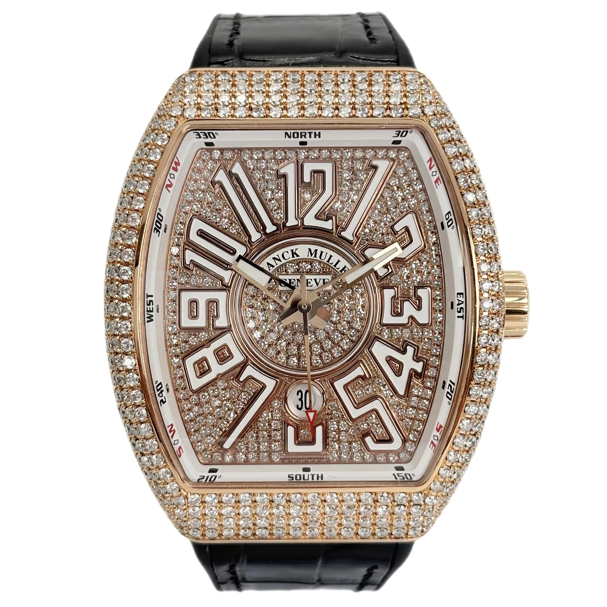 Franck Muller Vanguard V 45 SC DT 5N NR – Aftermarket Diamond Setting, 44 mm Rose Gold