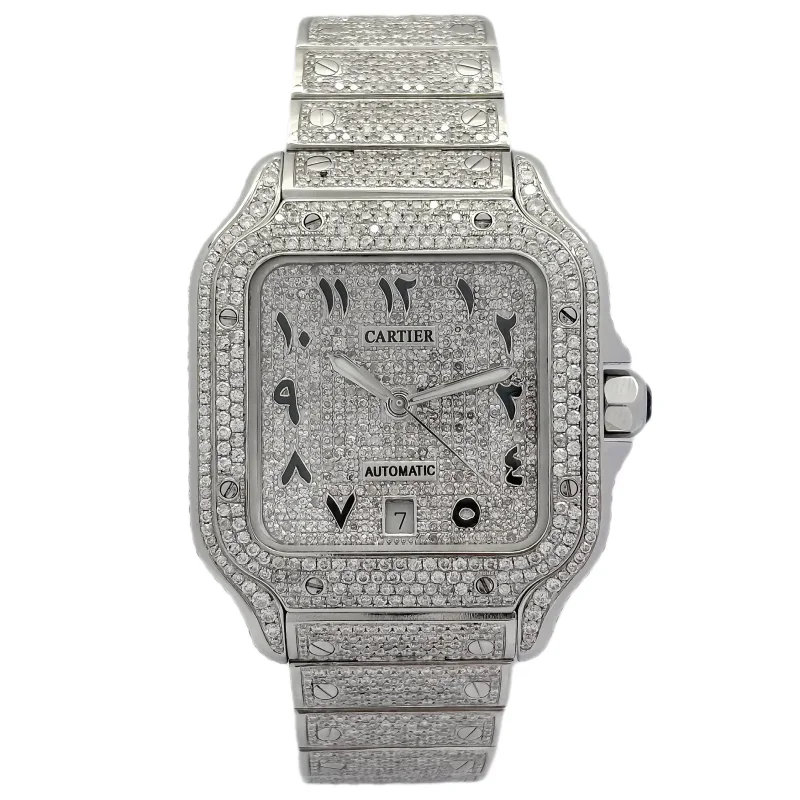 Cartier Santos 4072 – Aftermarket Diamond Setting, Multicolour Numeral Dial