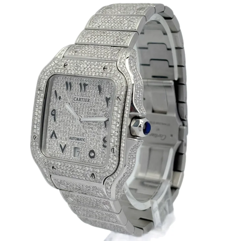 Cartier Santos 4072 – Aftermarket Diamond Setting, Multicolour Numeral Dial – view 4