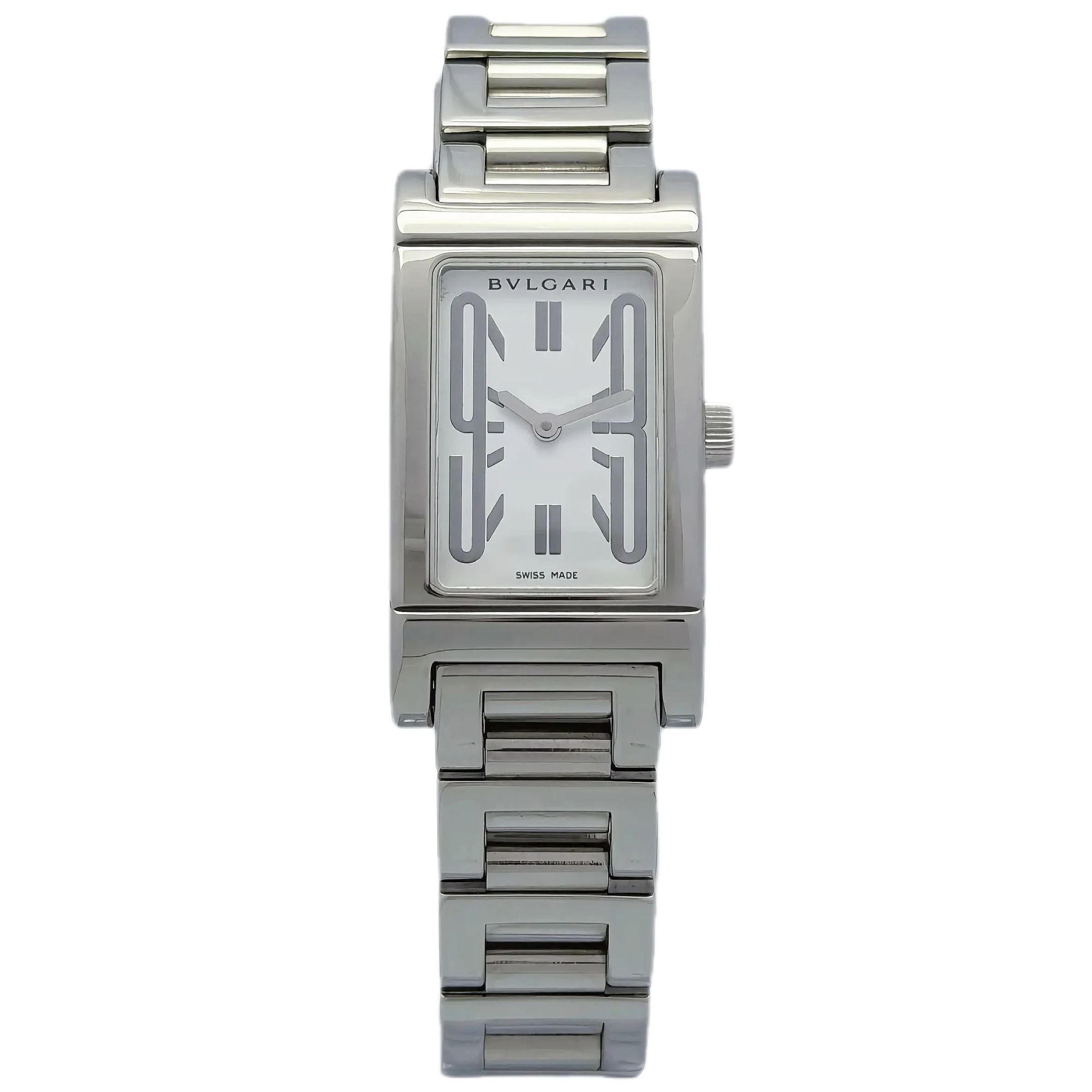 Bvlgari Rettangolo RT39S – 20.7 × 38.5 mm Steel — front view