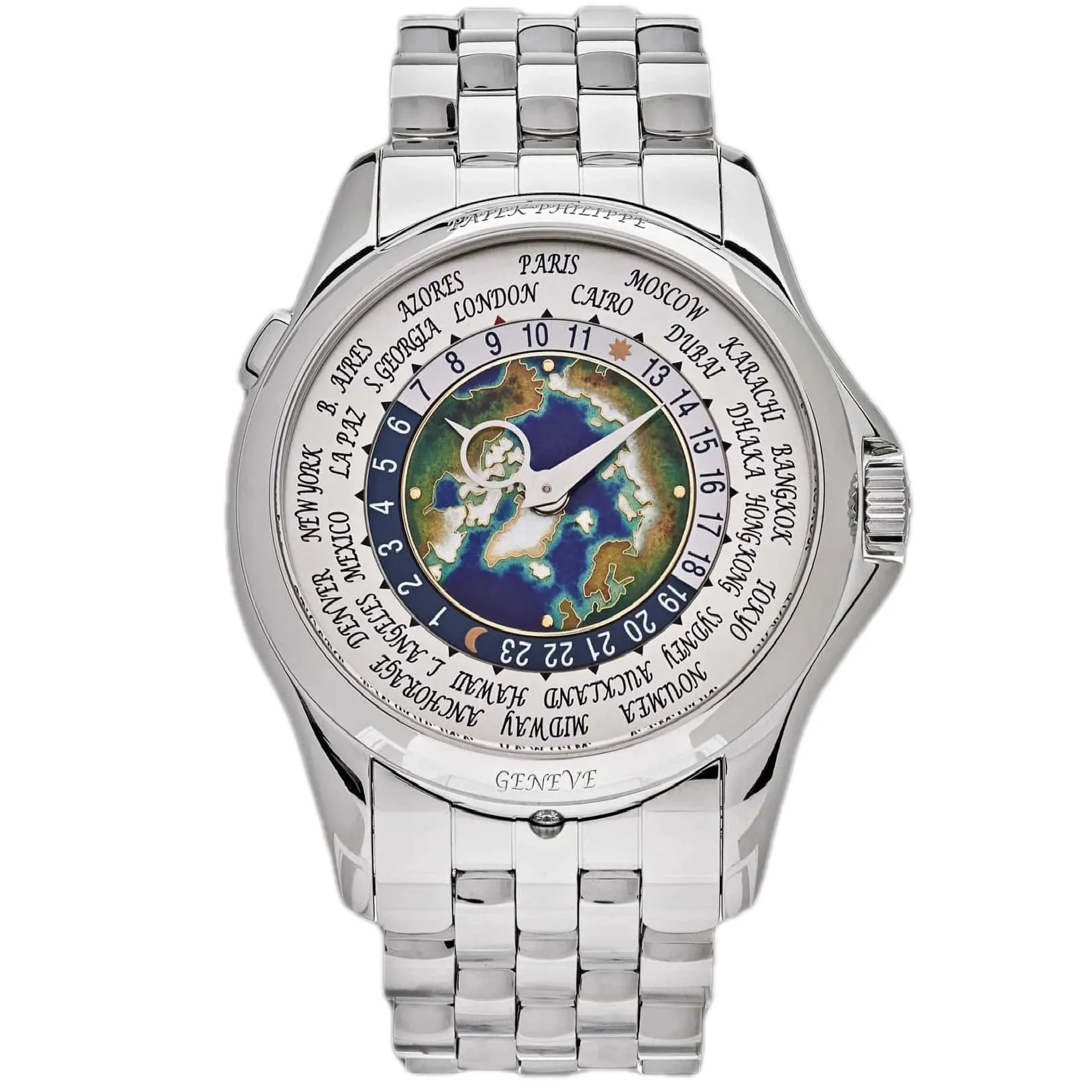 Patek Philippe World Time 5131/1P – 39 mm Platinum — front view