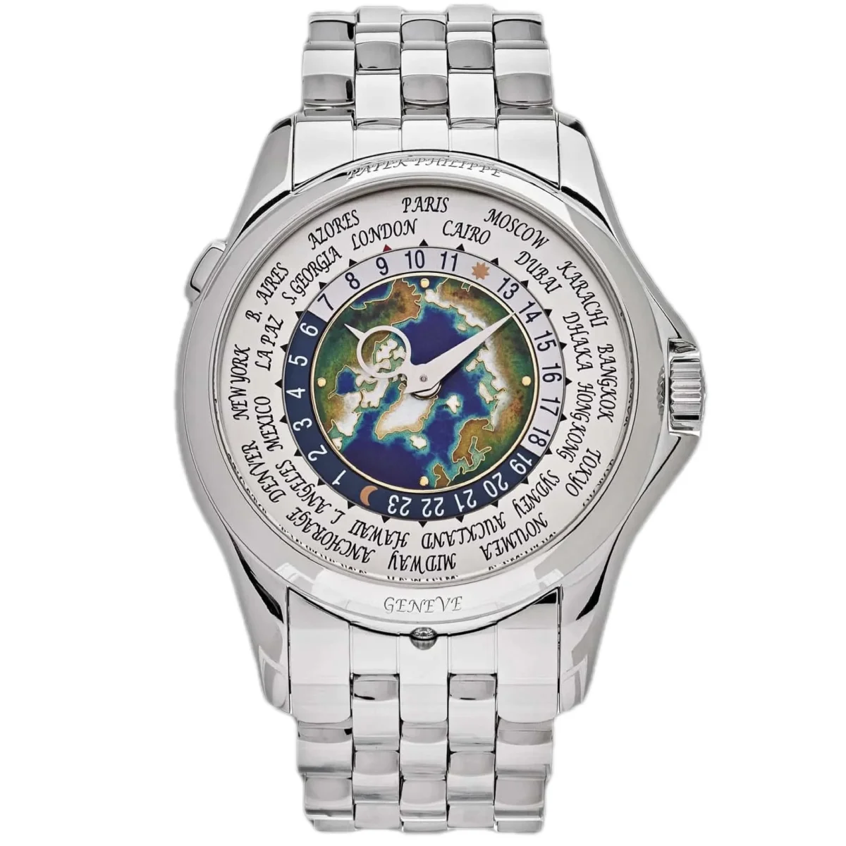 Patek Philippe World Time 5131/1P – 39 mm Platinum — front view
